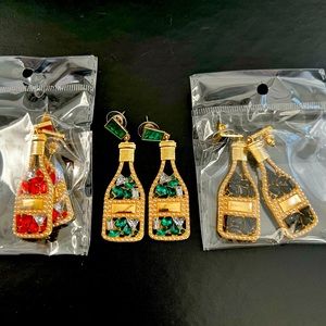 Champagne Bottle Rhinestone Dangle Earrings